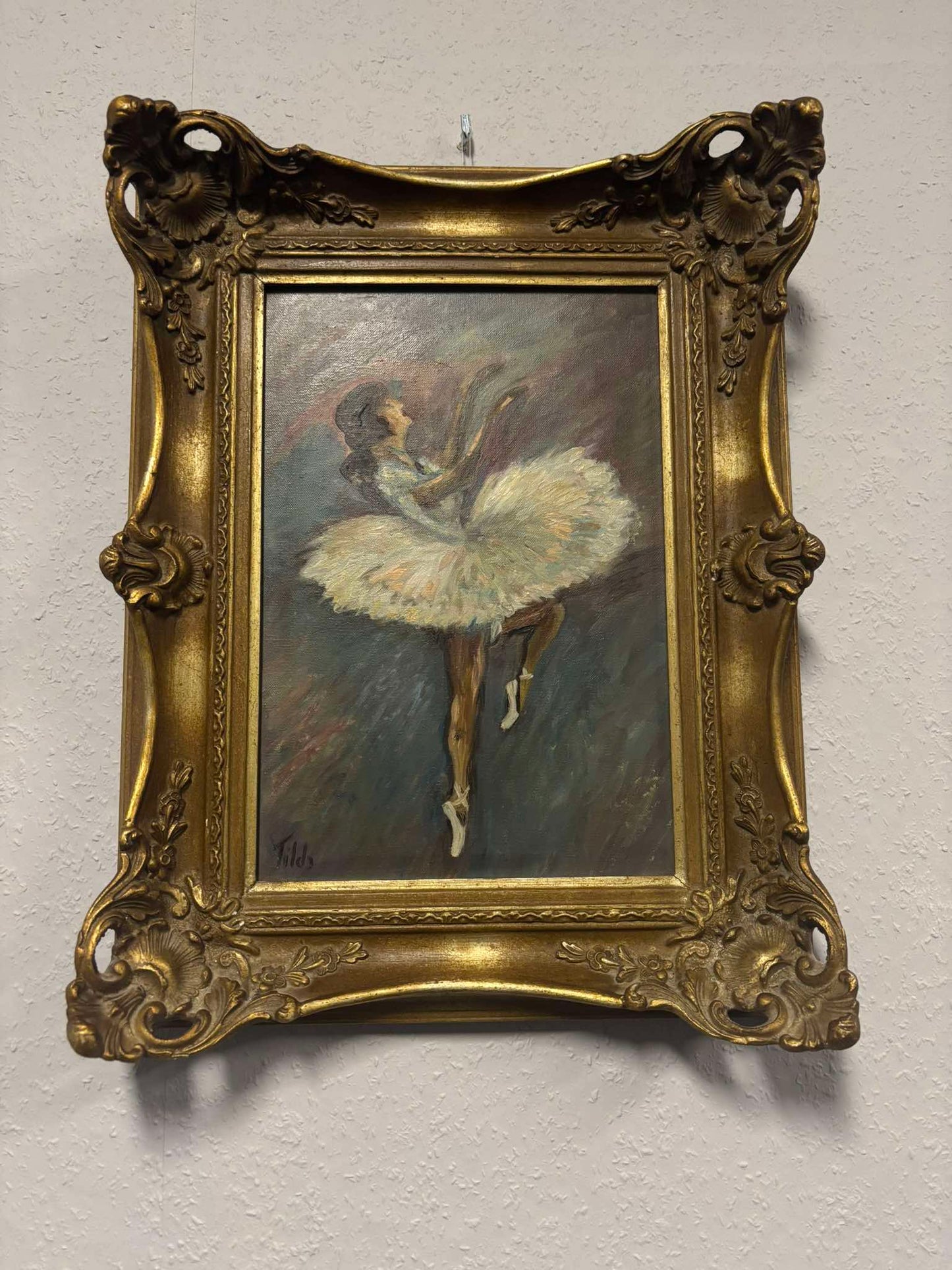 Ballerina – Öl auf Leinwand, Barockrahmen