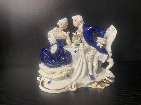 Porzellanfigur – Barockes Paar in Blau