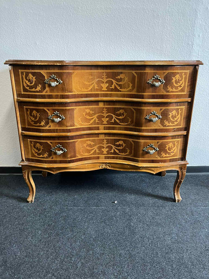 Barock Kommode mit Intarsien – 3 Schubladen