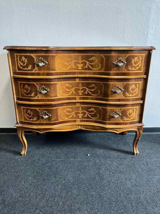 Barock Kommode mit Intarsien – 3 Schubladen