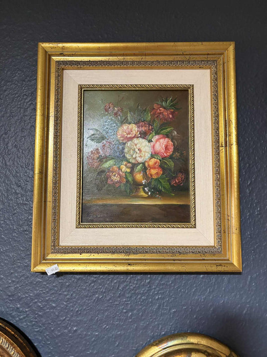 Stillleben mit Sommerblumen – Öl auf Leinwand, Barockrahmen