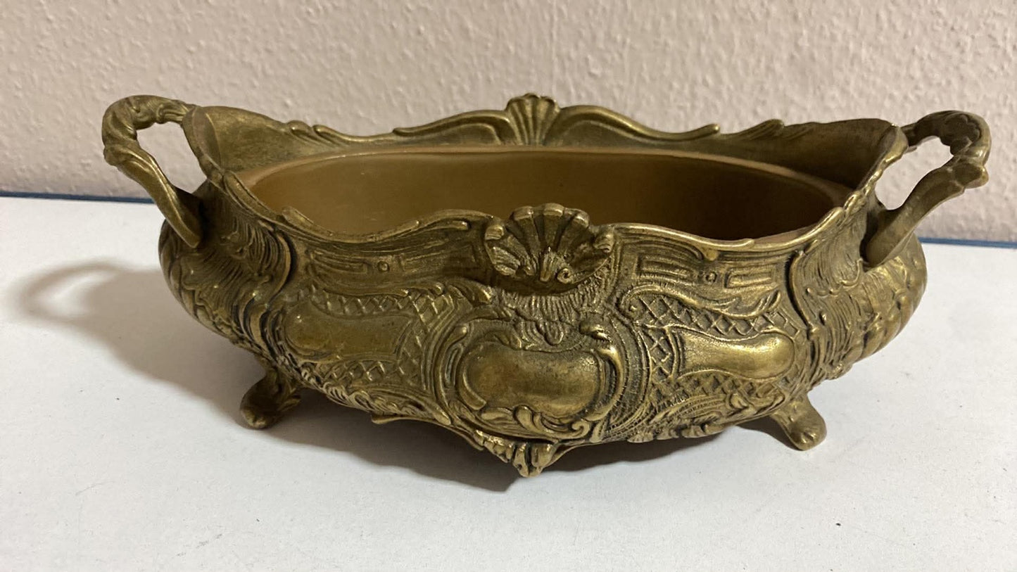 Antike Schale aus Messing – reich verzierte Jugendstil-Dekoration