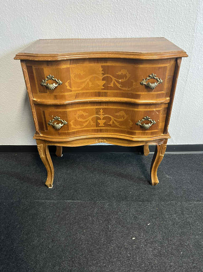 Kleine Barock/Rokoko Kommode - Nachtschränkchen mit Intarsien