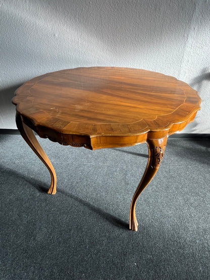 Antiker runder Beistelltisch im Louis XV Stil, Holz furniert