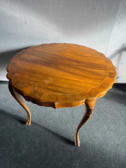 Antiker runder Beistelltisch im Louis XV Stil, Holz furniert