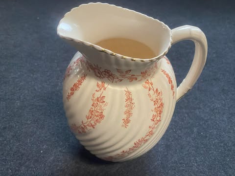 Porzellan Waschset – 3-teilig, rotes Blumenmotiv