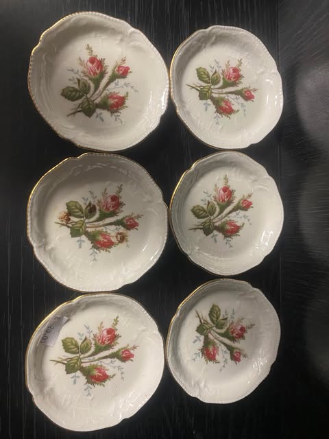 Porzellanschalen – Rosenmotiv, 5 Stück