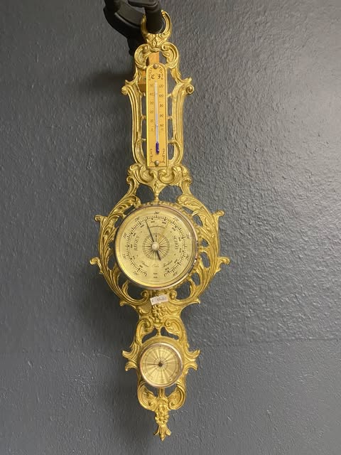 Messing-Barometer mit Thermometer