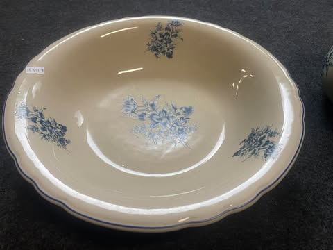 Porzellan Waschset – 5-teilig, blaues Blumenmotiv