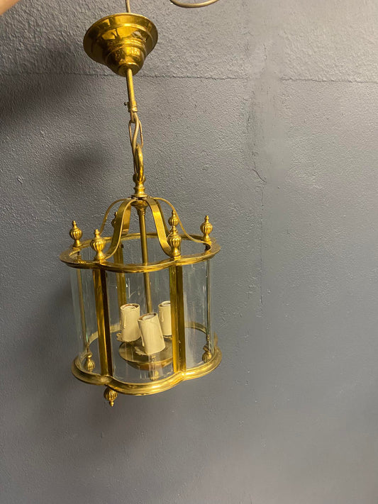 Klassische Hängelampe aus Messing mit Glasscheiben