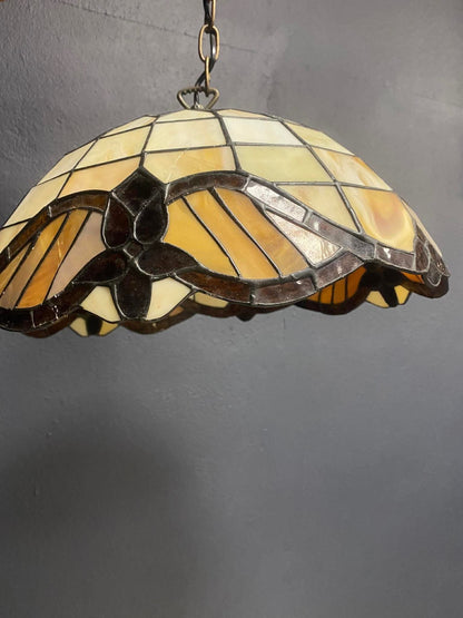 Tiffany Hängelampe mit geometrischem Glasdesign