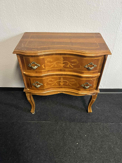 Kleine Barock/Rokoko Kommode - Nachtschränkchen mit Intarsien