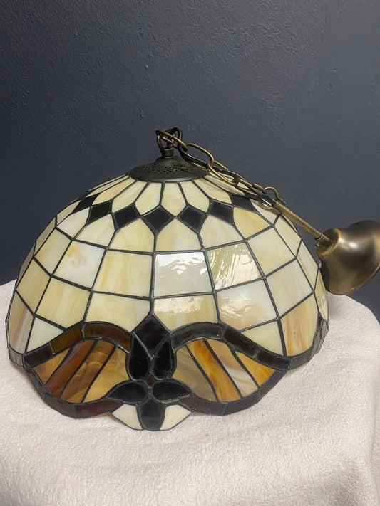 Tiffany Hängelampe mit geometrischem Glasdesign