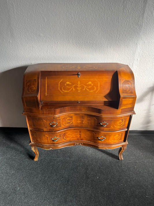 Antiker Barock Sekretär – Intarsienarbeit, geschwungene Form, ca. 20. Jh.