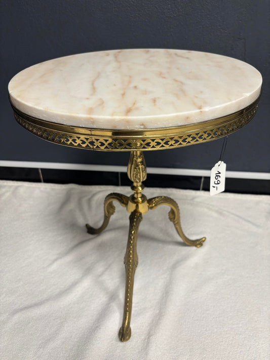Messing-Beistelltisch mit Marmorplatte