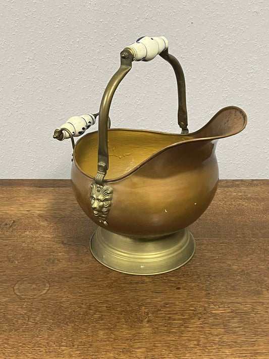 Runde Messing-Schütte mit Keramikgriffen